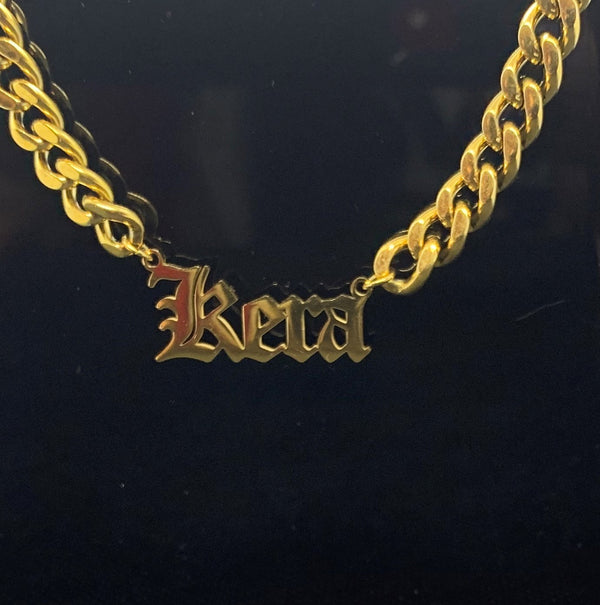 Old English Kustom Nameplate Cuban Link